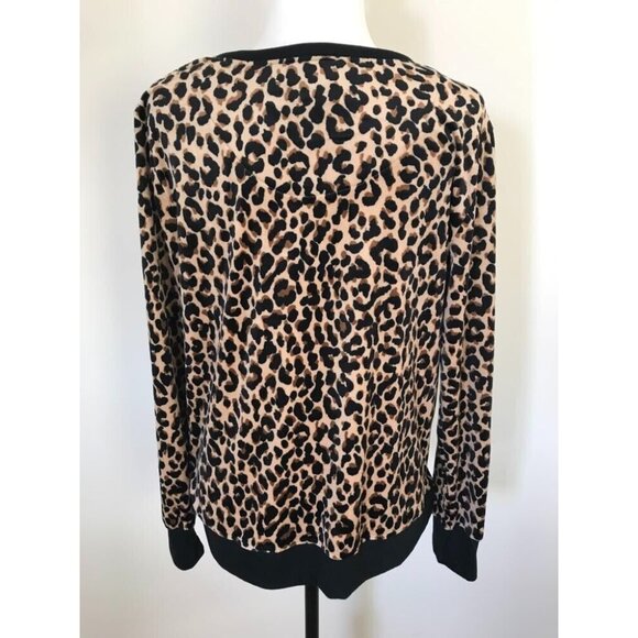 KATE SPADE Super Soft Velour Top Womens Size Medium Leopard Print - Picture 6 of 8